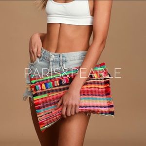 Sunny Destination Purple Multi Striped Clutch